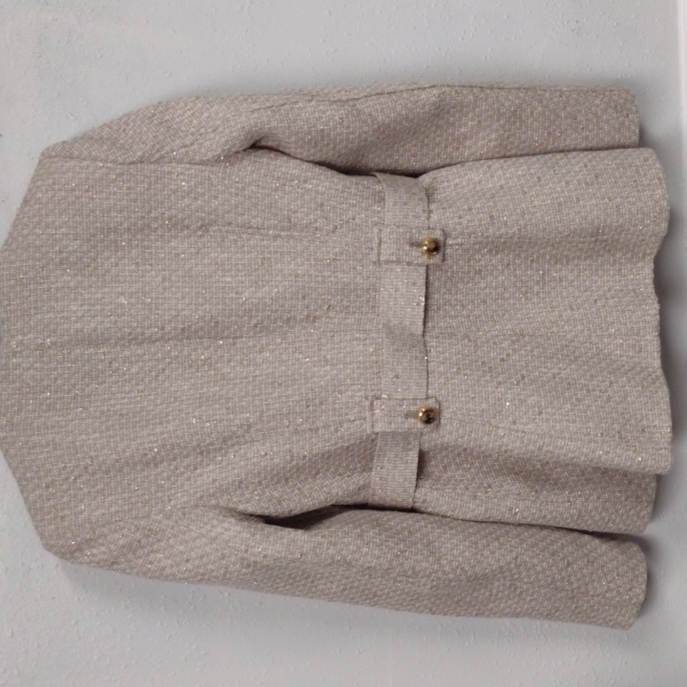 Zara Cream And Gold Textured Women's Blazer - Picture 13 of 16